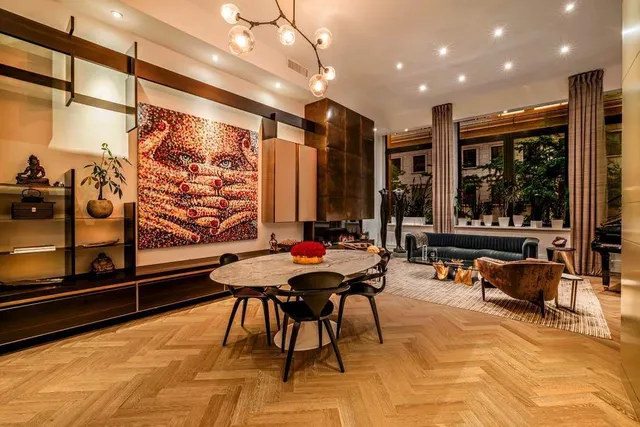 a view of a lobby with furniture and window