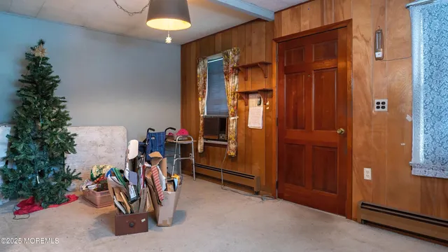 an empty room with elevator