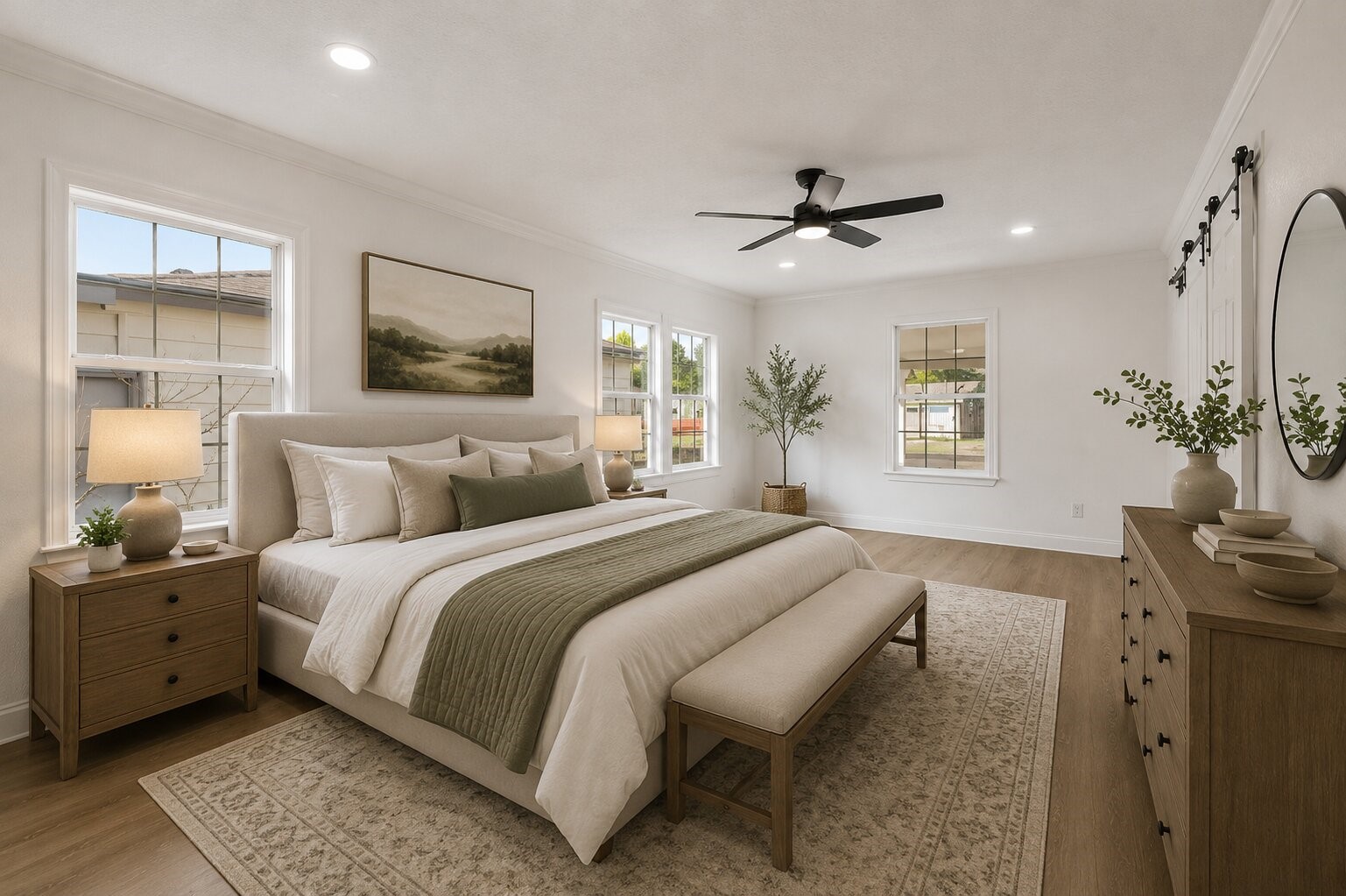 513 Main Street Pasadena, TX 77506 - Photo 27 of 35 a spacious bedroom with a large bed and a chandelier