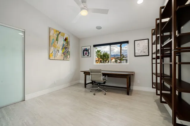 a aerial view of a house with garden