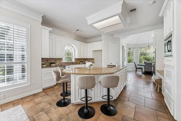a kitchen with lots of counter top space
