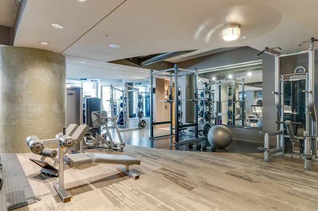 a view of a room with gym equipment