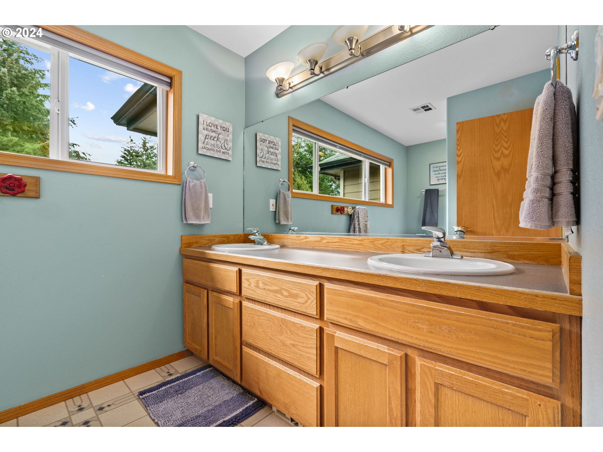 25241 Hall Road Cheshire, OR 97419 - Photo 28 of 48 a bathroom with a sink and a mirror