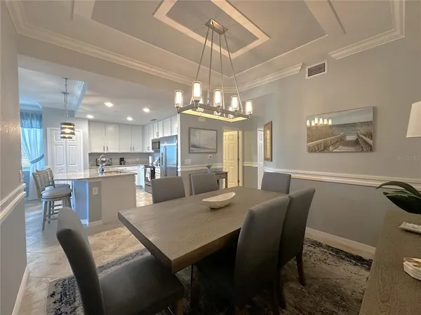 a view of a dining room and livingroom view