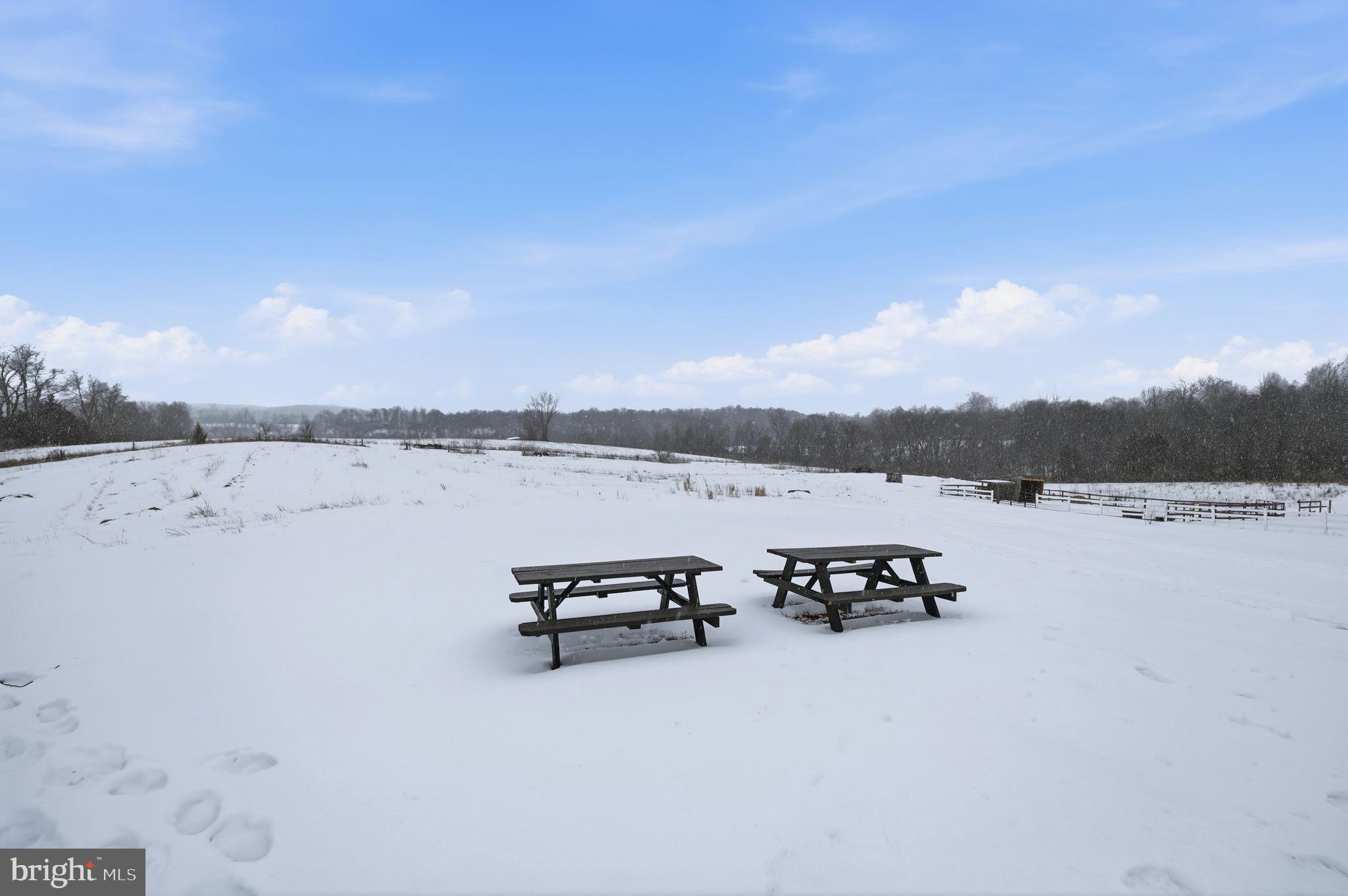 7466 Meadow View Lane Rixeyville, VA 22737 - Photo 39 of 41 Snow-covered landscape with picnic tables.