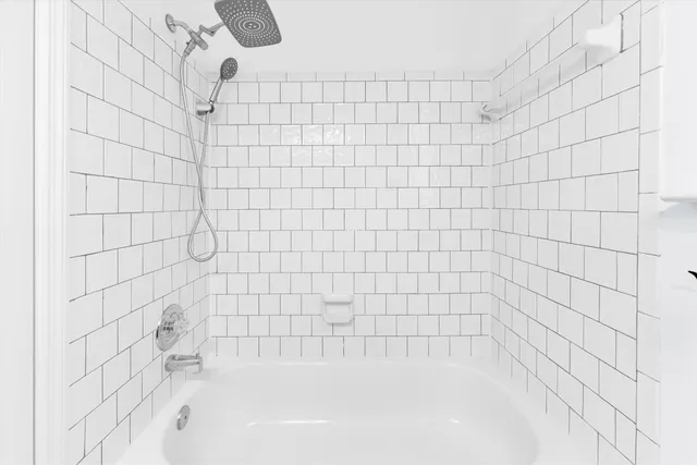 a bathroom with a bathtub