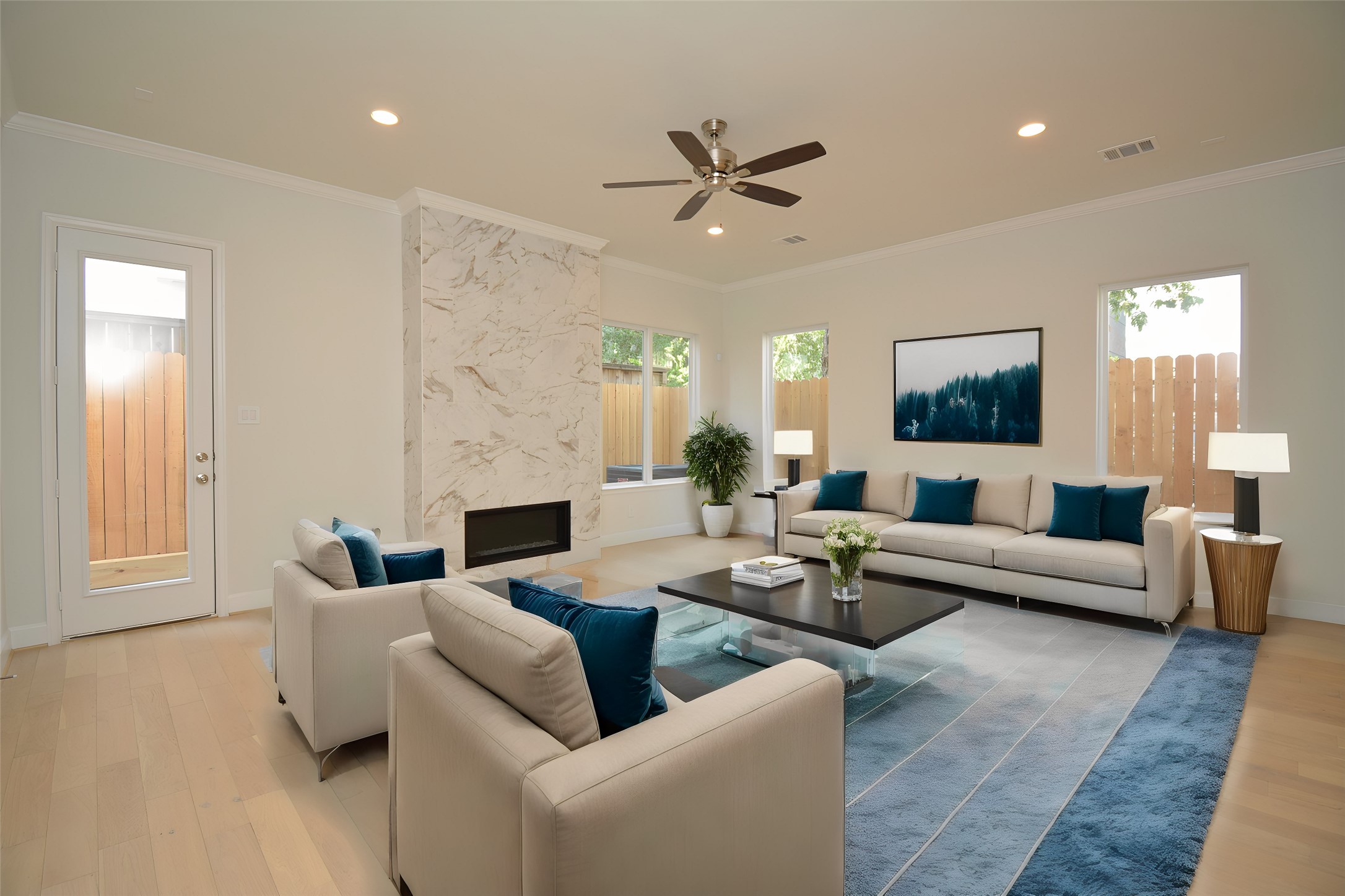1847 Sul Ross Street Houston, TX 77098 - Photo 14 of 42 a living room with fireplace furniture and a rug