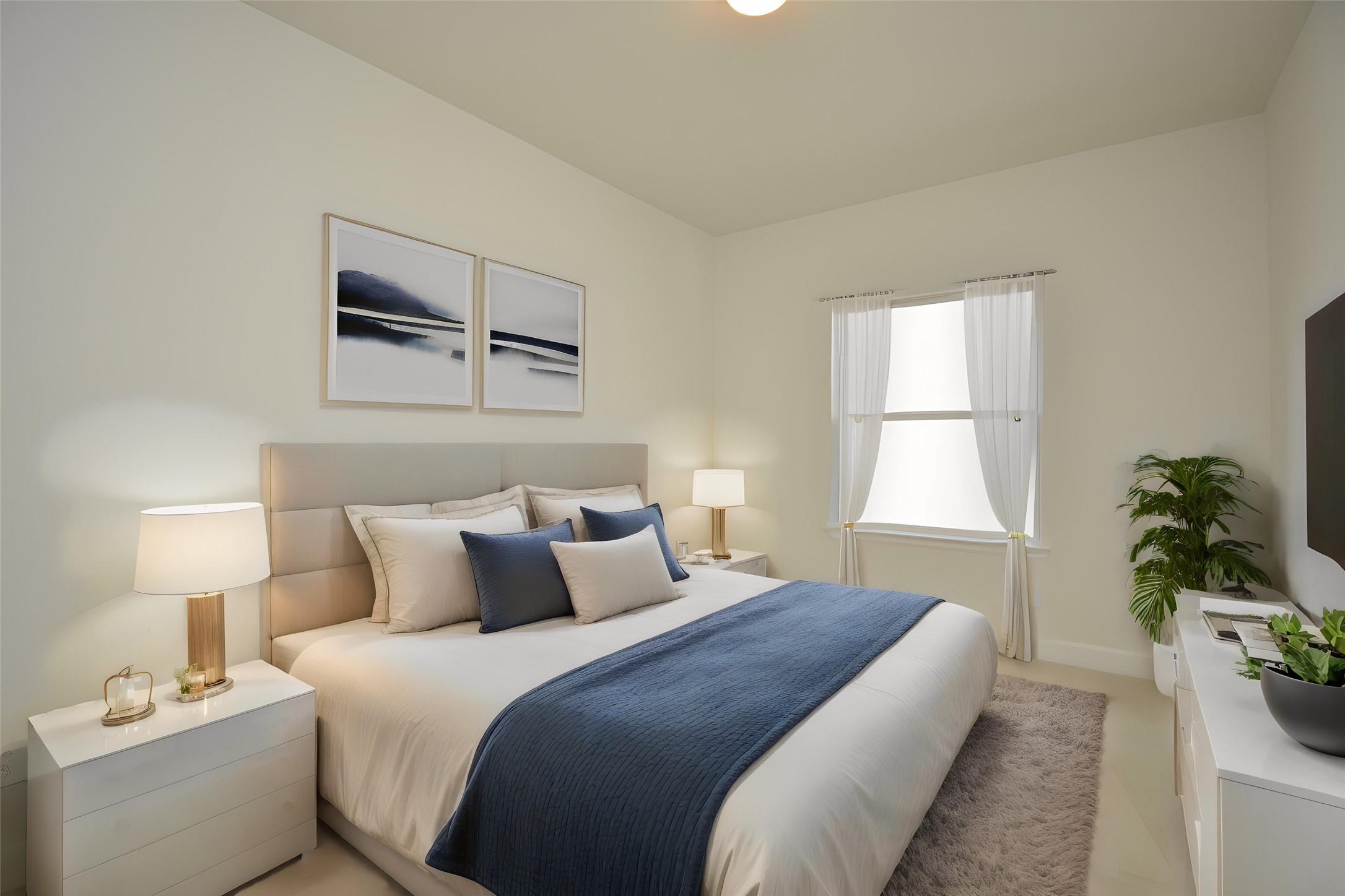 1847 Sul Ross Street Houston, TX 77098 - Photo 31 of 42 a bedroom with a bed and a potted plant