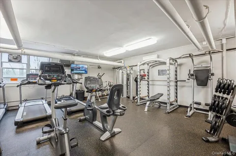 a view of a room with gym equipment