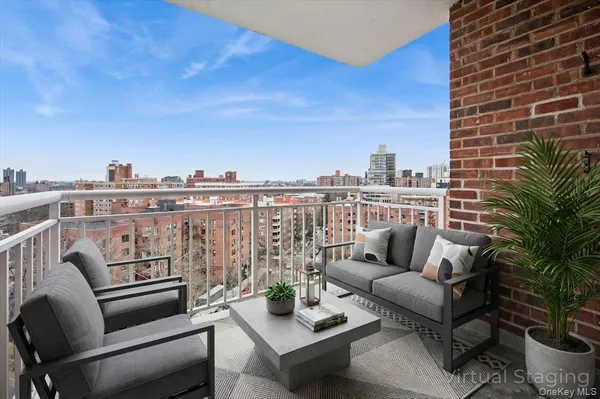 a view of a terrace with couches