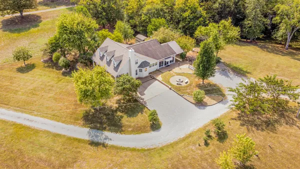 a view of a swimming pool with an outdoor space