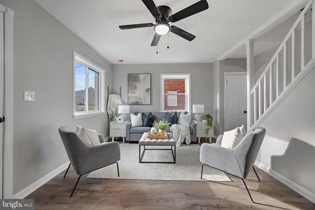 a living room with furniture