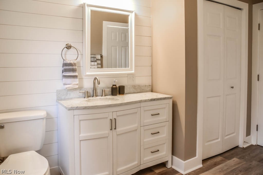 4394 Johnson Road Barberton, OH 44203 - Photo 11 of 25 Private master bath with a new vanity against a shiplap wall.