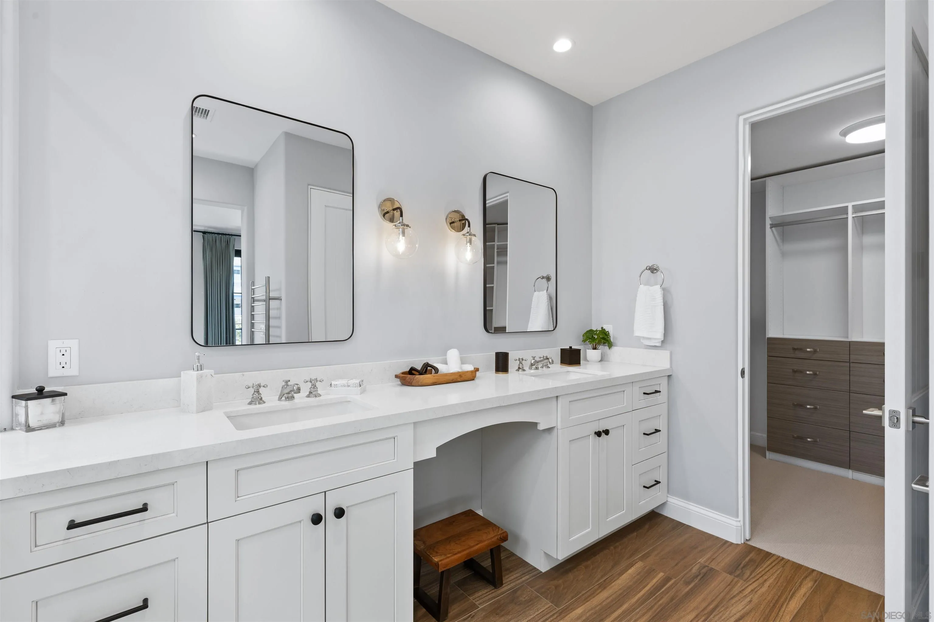 708 Silver Street La Jolla, CA 92037 - Photo 28 of 44 a bathroom with a double vanity sink mirror and double