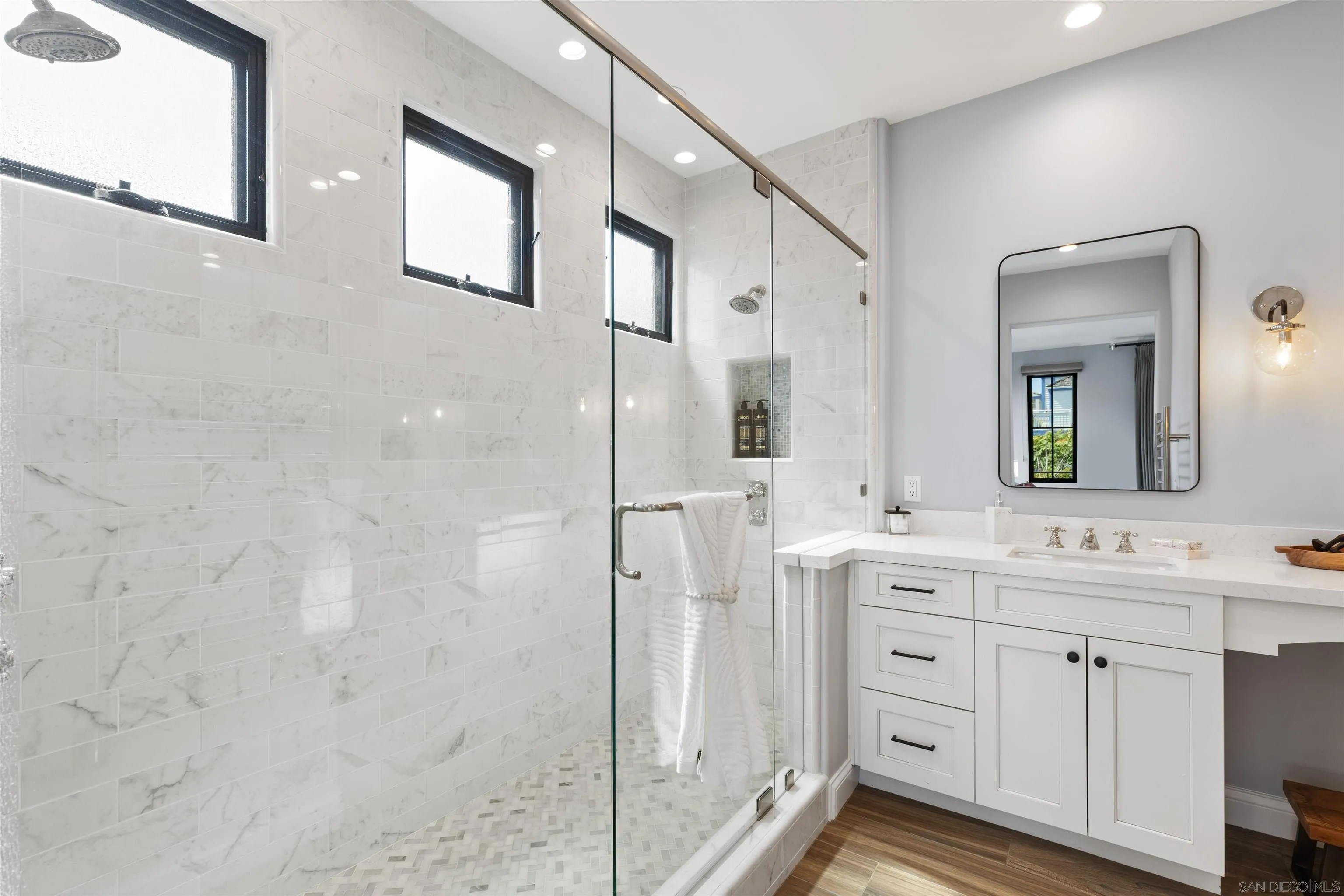 708 Silver Street La Jolla, CA 92037 - Photo 30 of 44 a spacious bathroom with a double vanity sink mirror and double