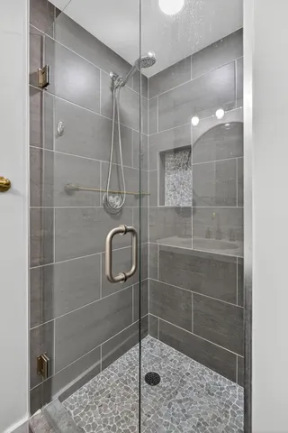 a bathroom with a shower
