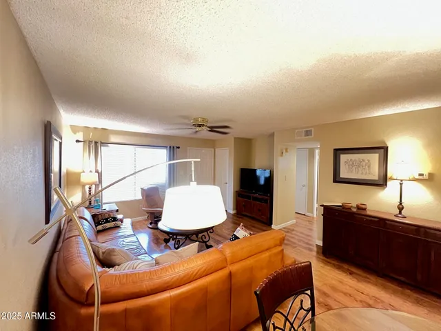 a living room with furniture