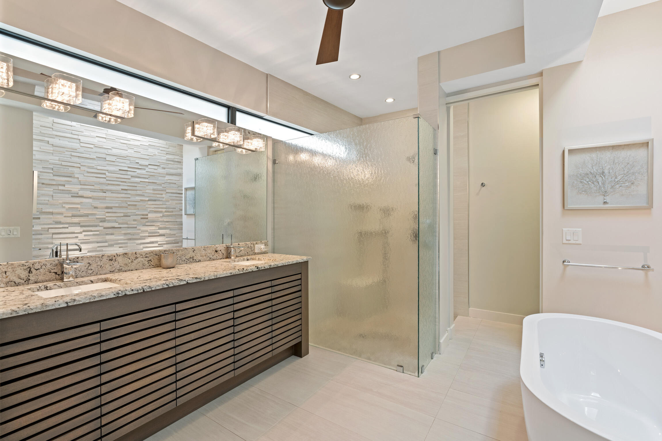 821 Magnolia Court Marco Island, FL 34145 - Photo 28 of 53 a bathroom with a granite countertop sink mirror and shower