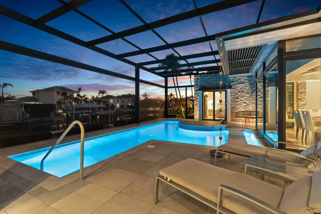 an aerial view of a house with a garden