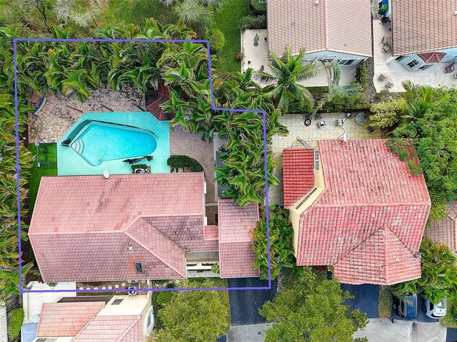 an aerial view of a house