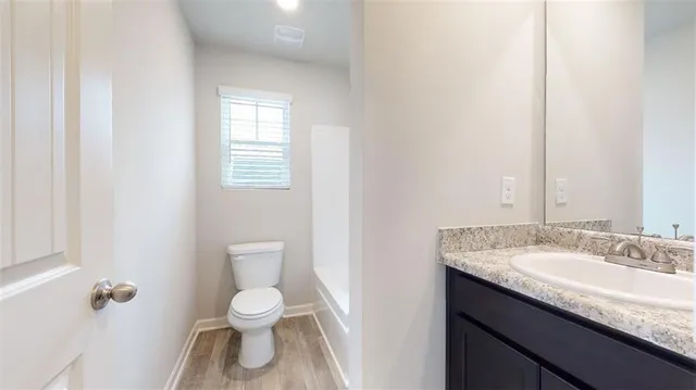 a bathroom with a bathtub