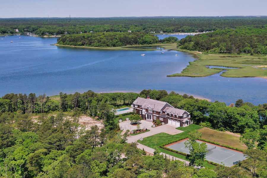160 Peppercorn Lane Cotuit, MA 02635 - Photo 3 of 43 an aerial view of a house with a garden and a yard