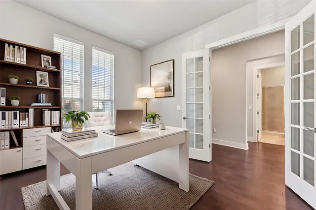 a room with furniture and a book shelf
