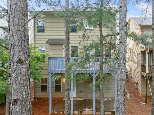 a house view with a garden space