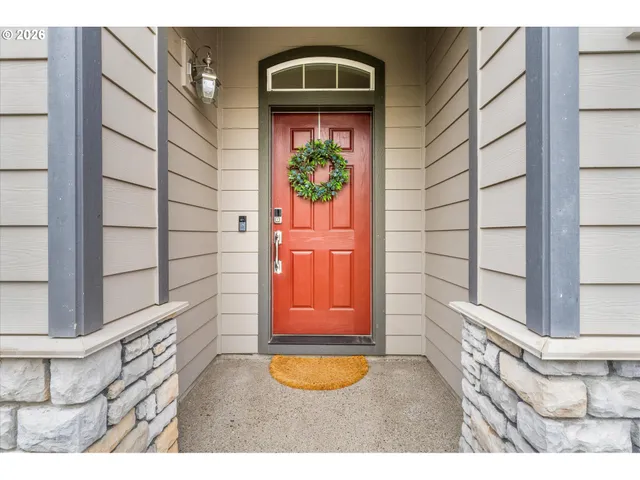 a picture of a bench in front of a door