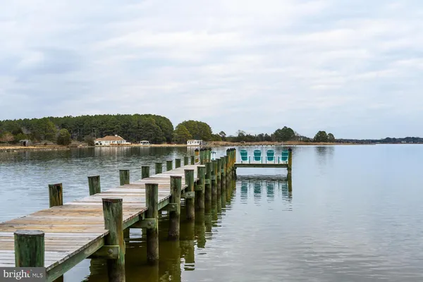 a view of a lake with a big yard