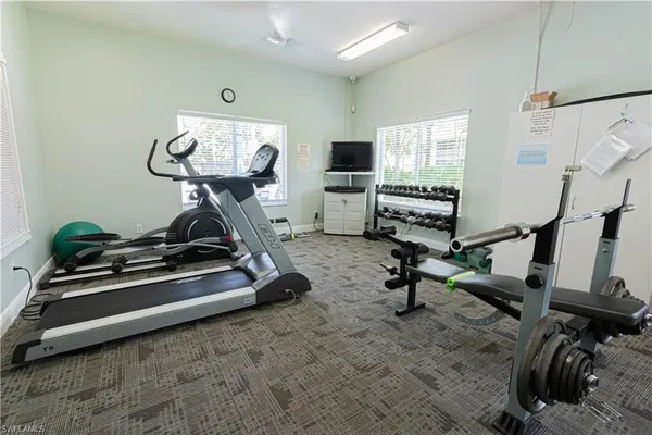 a view of a room with gym equipment