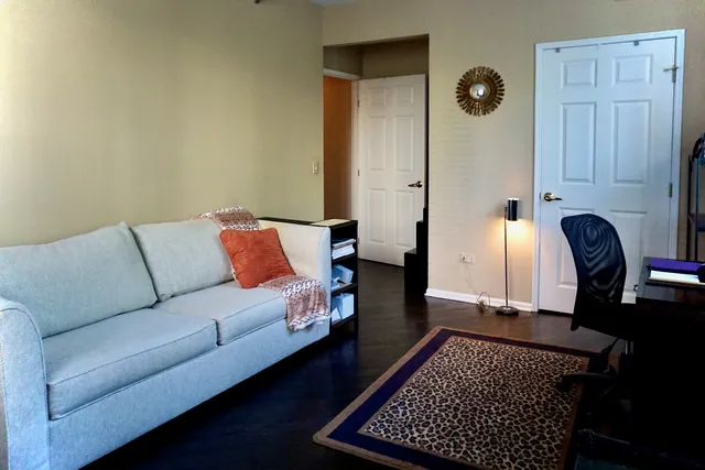 a view of a room and a window