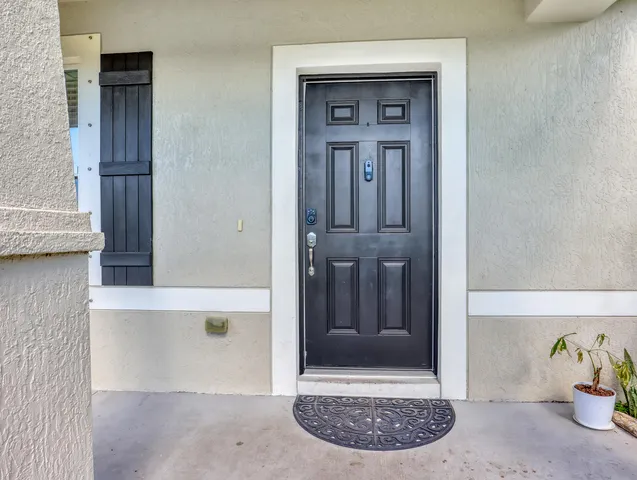 a view of a wooden door