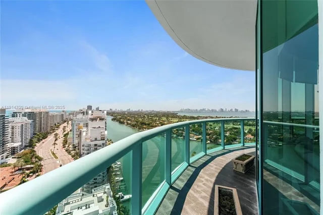 a view of a balcony with city view