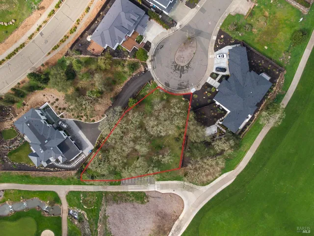 an aerial view of a backyard