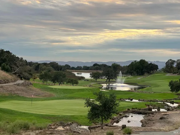 a view of a golf course with a garden
