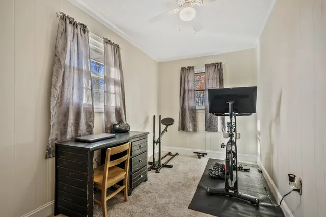 a view of a room with gym equipment