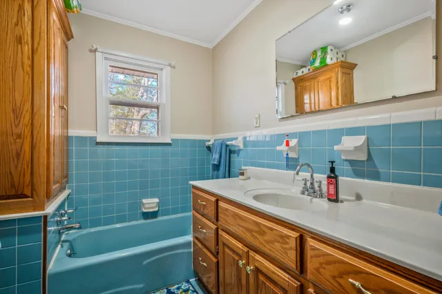 a bathroom with a sink and a bathtub