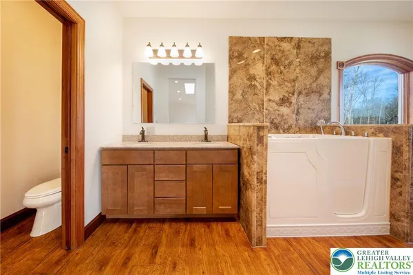 a bathroom with a sink a mirror and a toilet