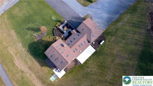 an aerial view of a house