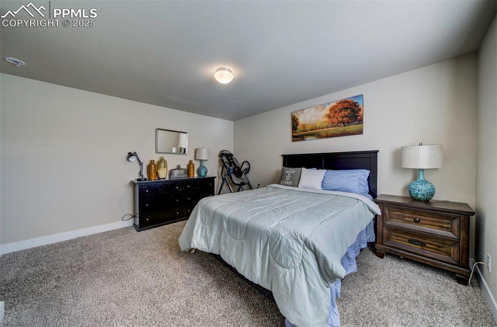 5489 Makalu Drive Colorado Springs, CO 80924 - Photo 34 of 47 a bedroom with a bed and a painting on the wall
