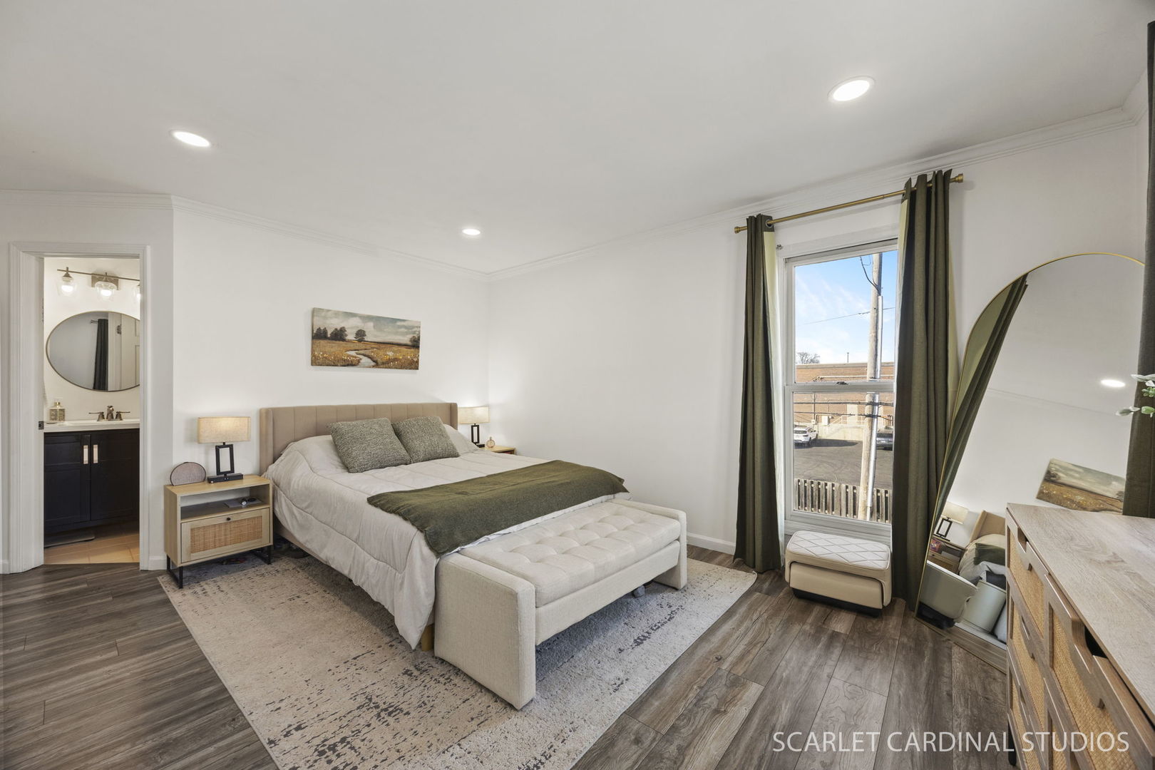528 Pershing Avenue, Unit G Glen Ellyn, IL 60137 - Photo 7 of 14 a living room with a bed furniture and a wooden floor