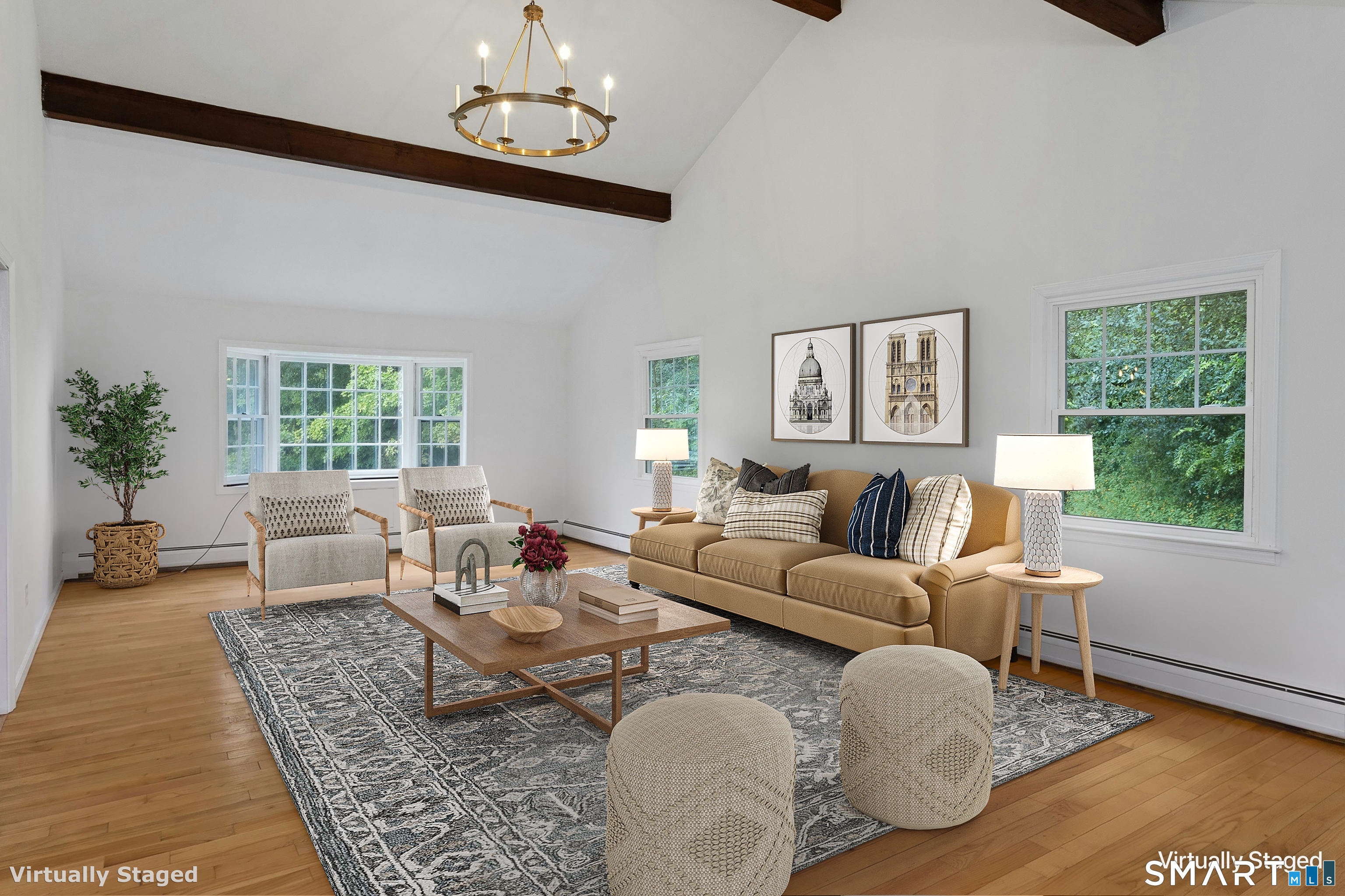 31 Granite Ridge Road Redding, CT 06896 - Photo 9 of 20 Expansive and bright Great room with cathedral ceiling. Virtually staged.