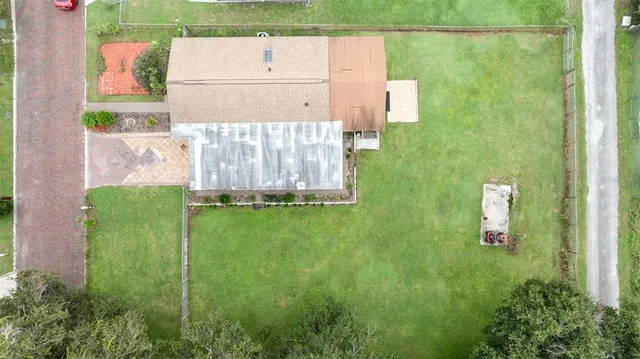 an aerial view of a house