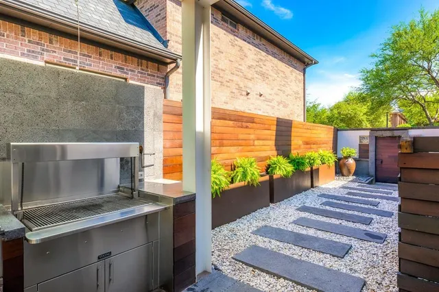 a view of balcony with furniture