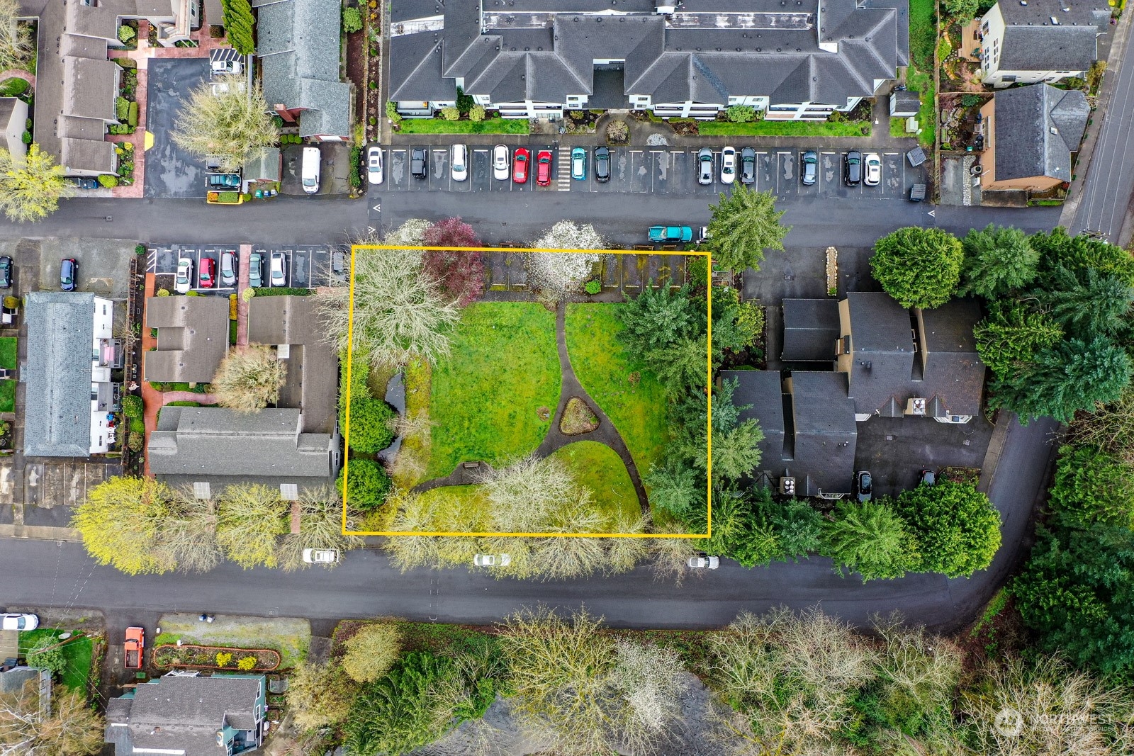 front view of a building with an outdoor space