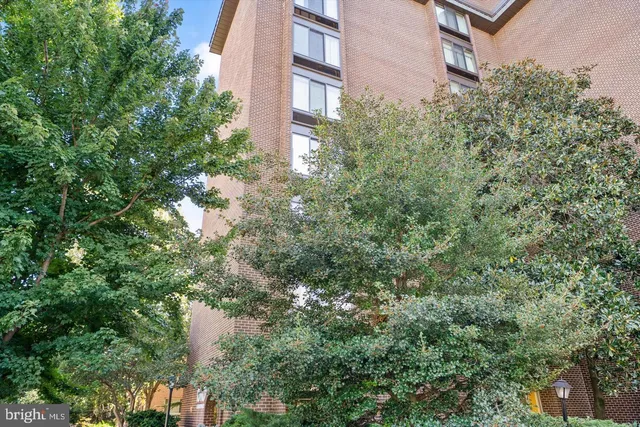 a view of a building with a tree