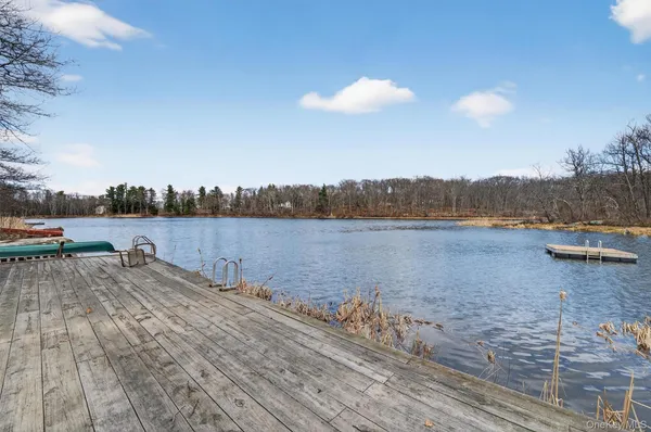 a view of a lake and mountain in the back