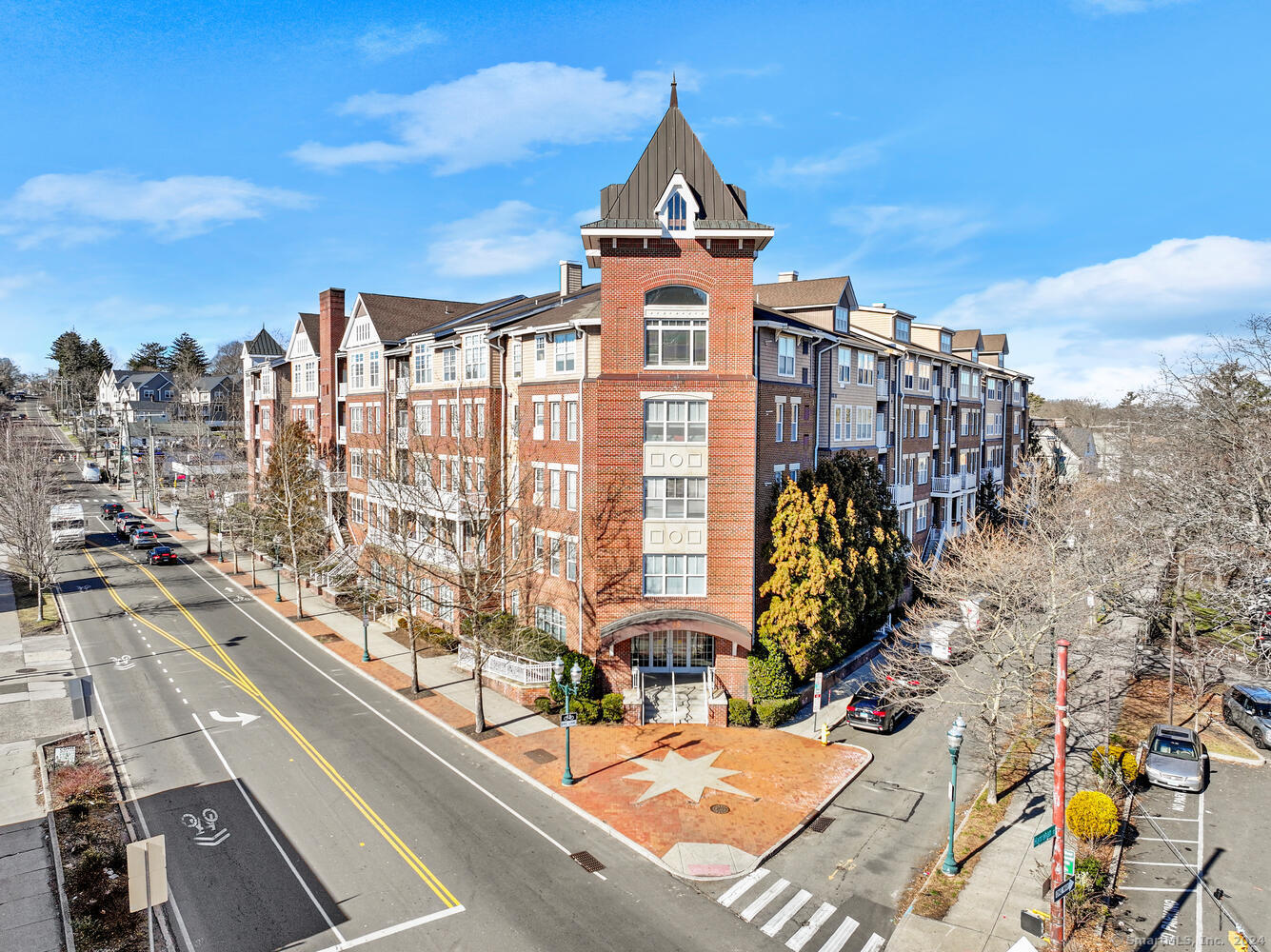 a view of a city with tall buildings