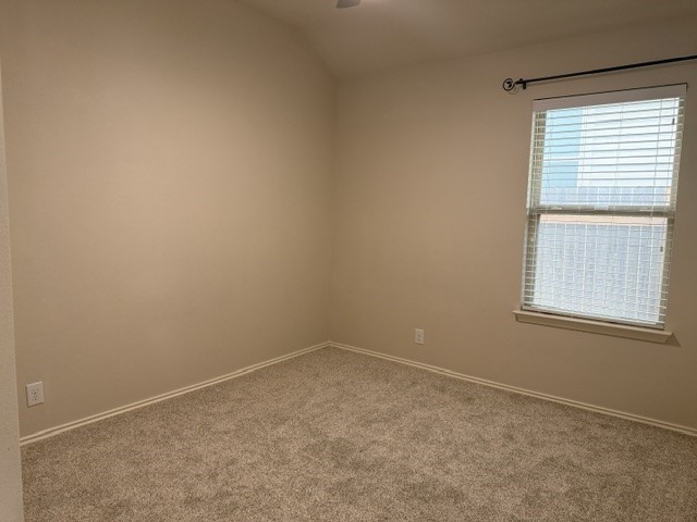 571 Dragon Ridge Road Buda, TX 78610 - Photo 11 of 16 High vaulted ceilings and neutral carpeting define this quiet secondary bedroom.